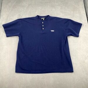 Solo Henley Shirt Men Blue Knitted Short Sleeve 3 Button Placket Comfort Classic